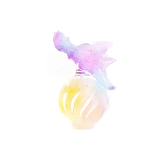 Watercolor bottle with delicate flower in pastel tones by Marta Spendowska