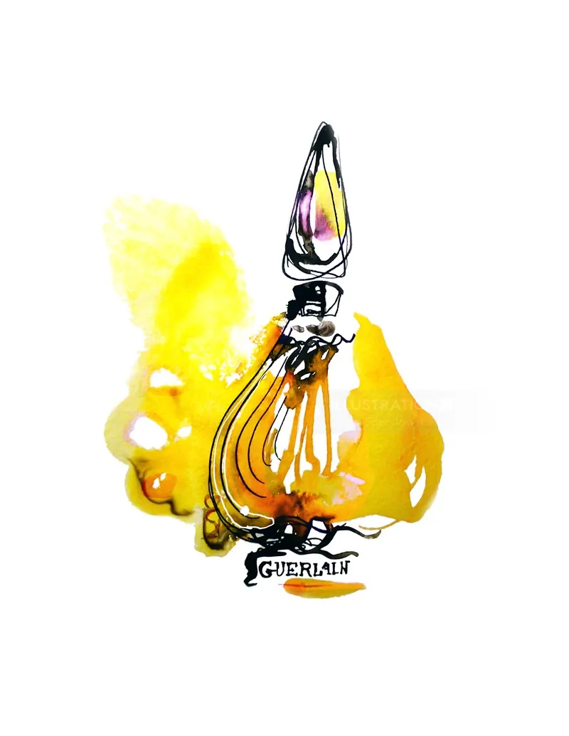 Guerlain perfume bottle illustration by Marta Spendowska