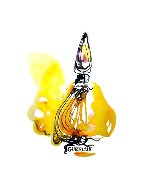Guerlain perfume bottle illustration by Marta Spendowska