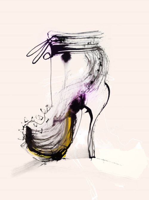 Water color of lady heel