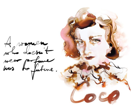 Portrait de Coco Chanel à l&#39;aquarelle