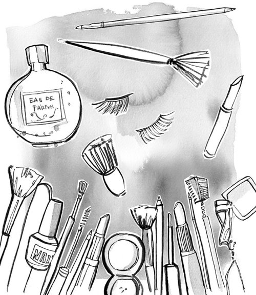 An illustration of beauty products