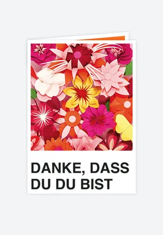 Vibrant floral thank you card with German text by Martha von Maydell
