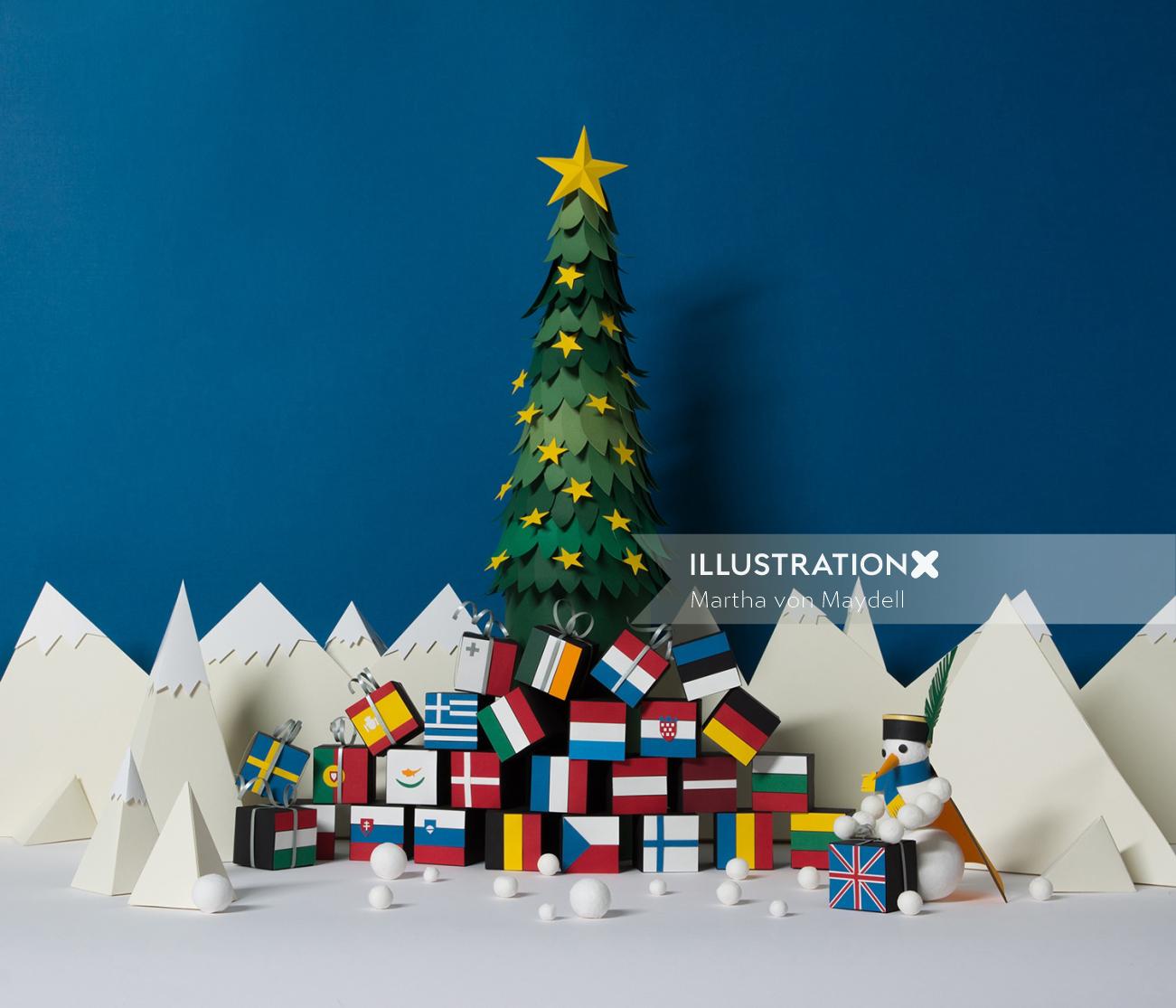 Christmas gifts paper art 