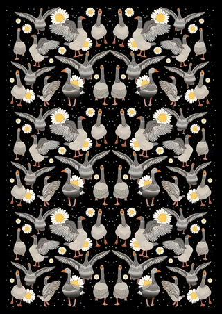 Symmetrical pattern of geese and ducks by Martha von Maydell
