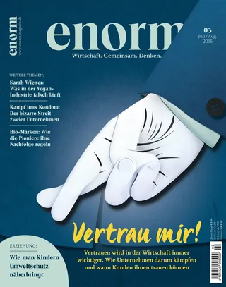 Magazine cover featuring white gloved hand crossing fingers by Martha von Maydell