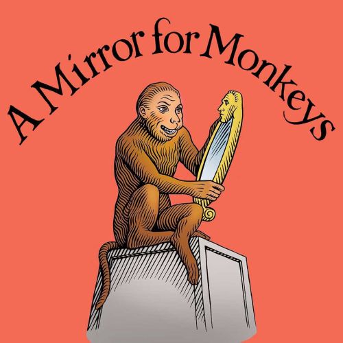Monkey holding a hand mirror, illustration by Martin Hargreaves