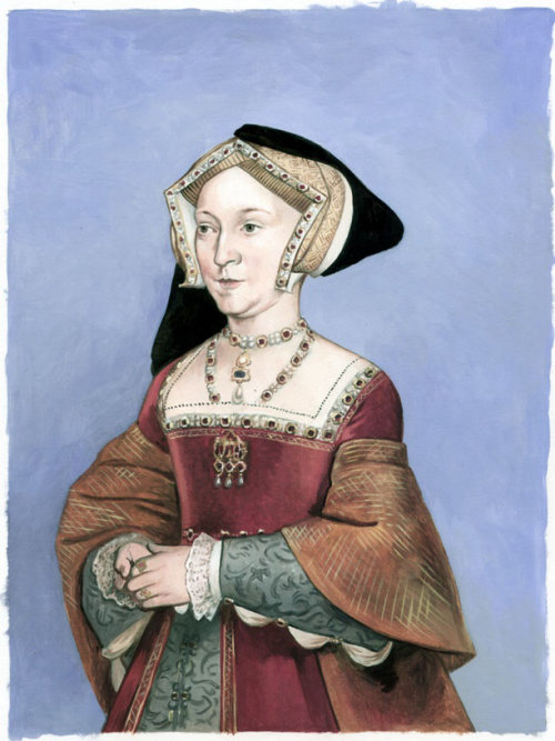 Watercolor portrait of Jane Seymour