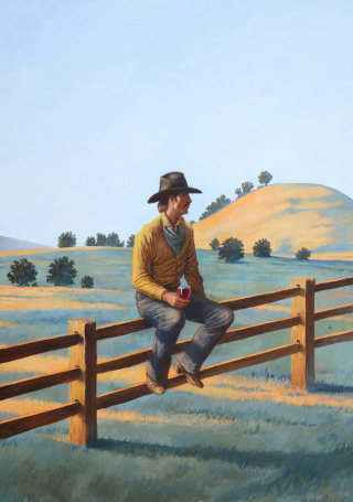 Homme nature assis à la campagne