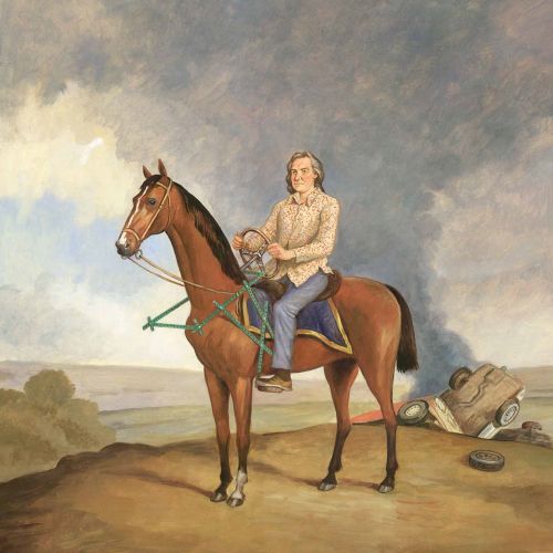 Historical man riding horse