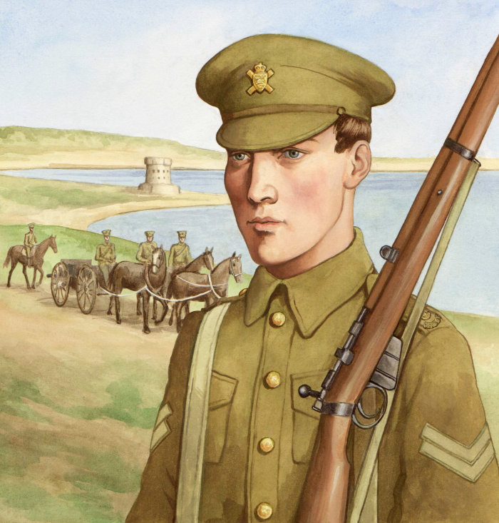 Historical soldier with gun
