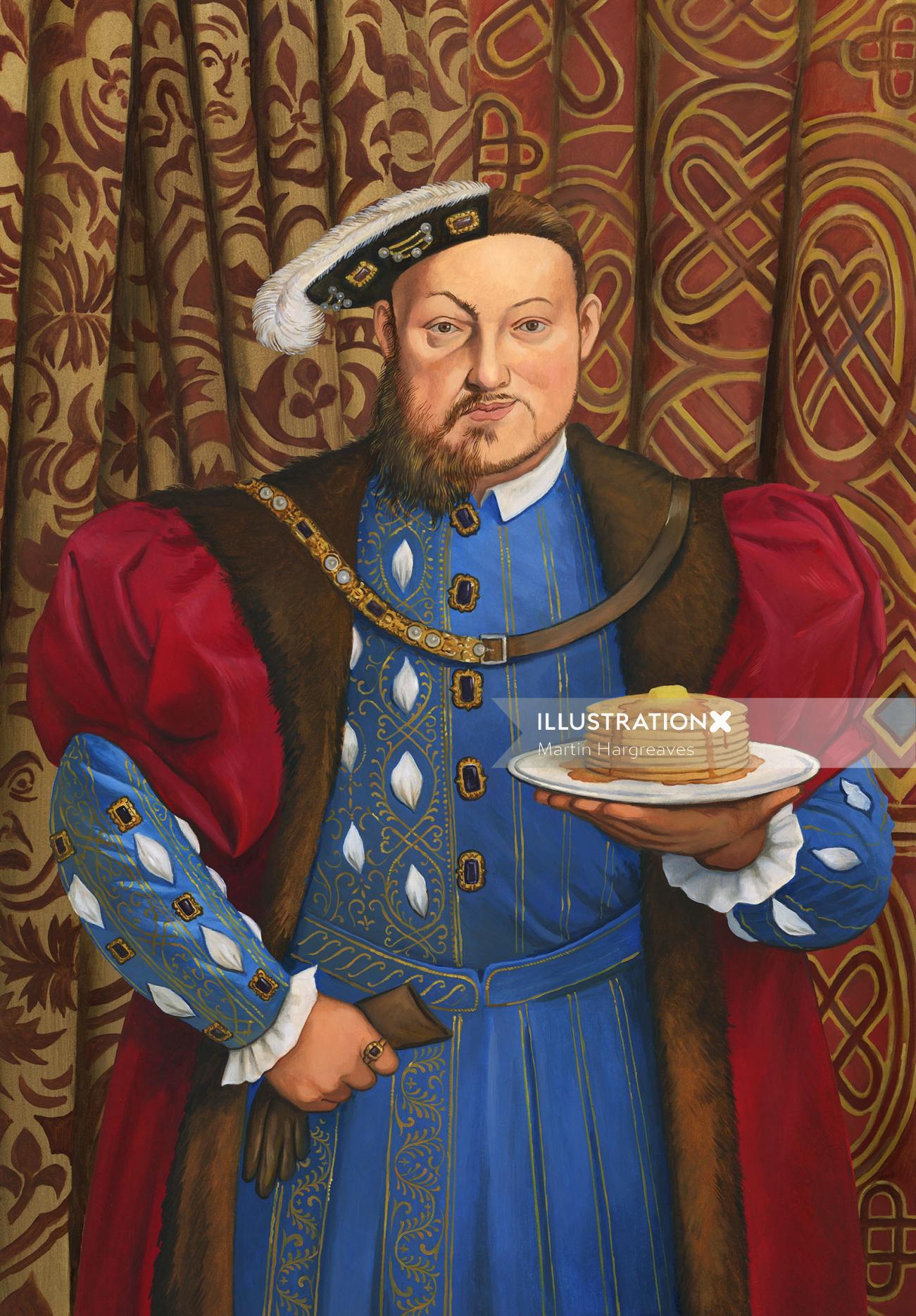 Roi historique avec gâteau