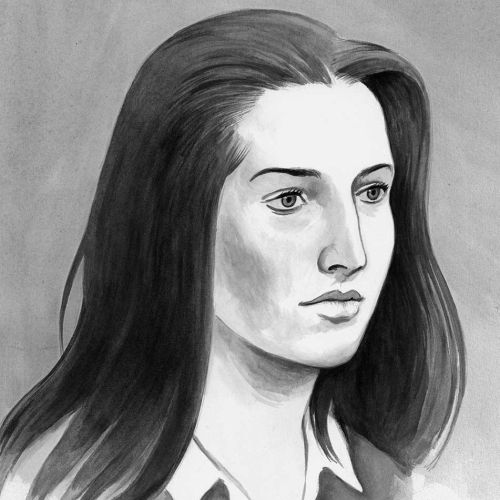 Black and white portrait of a woman with long hair by Martin Hargreaves