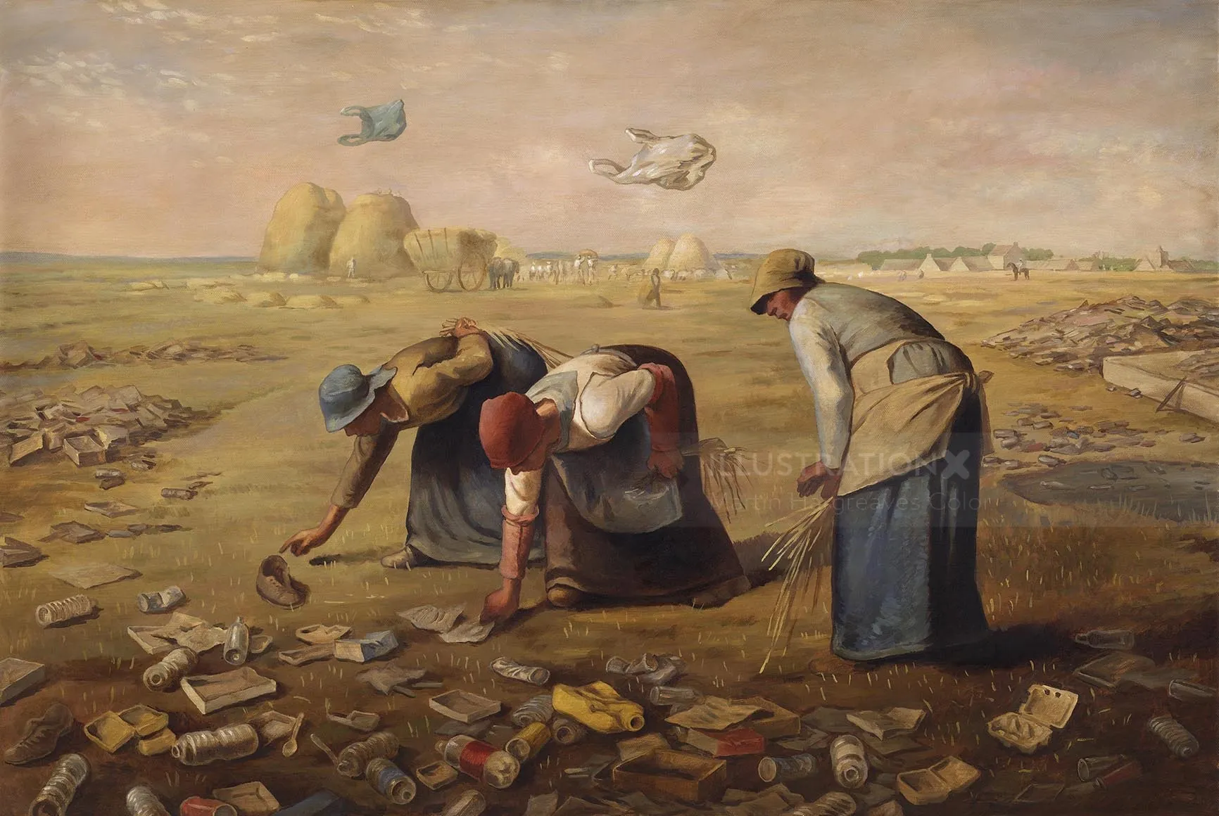 People cleaning city