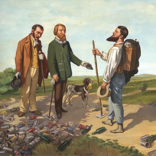 People talking with traveller