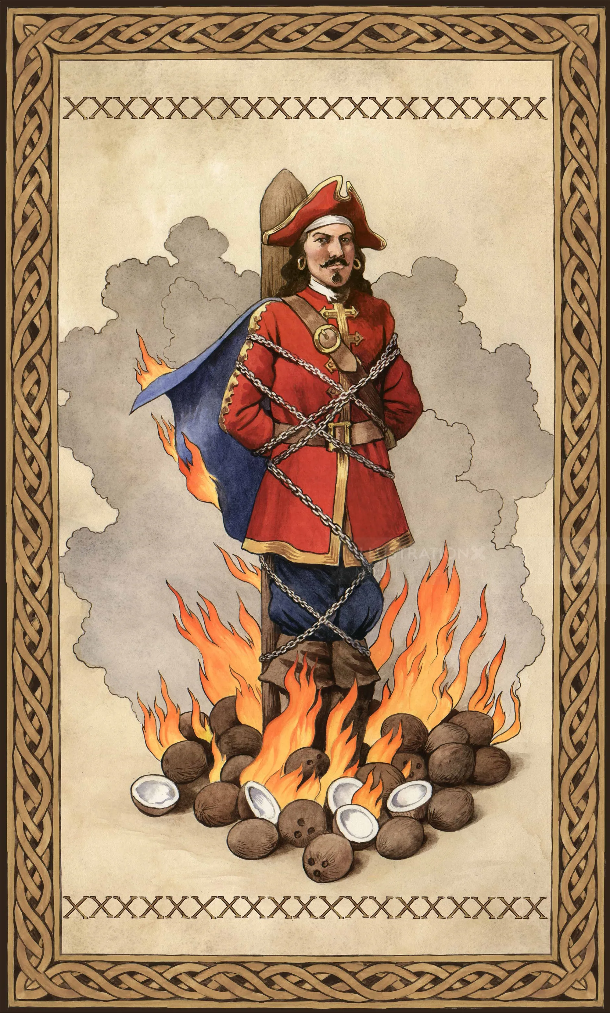 Historical man trapped inside fire