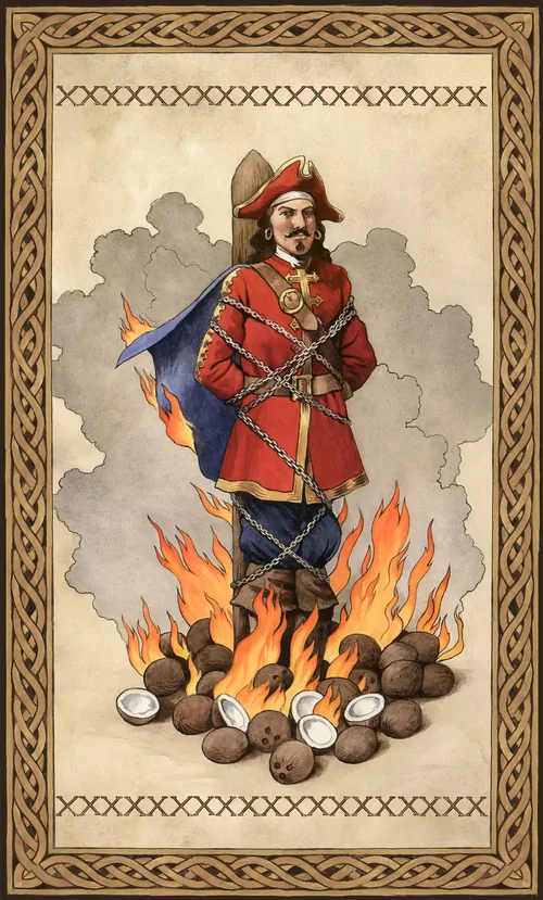 Historical man trapped inside fire