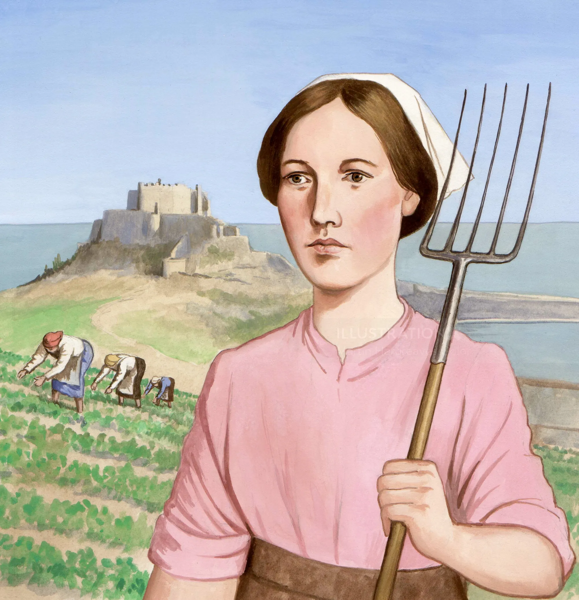 People in farm field