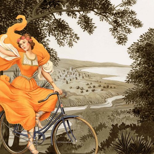 Woman riding bicycle