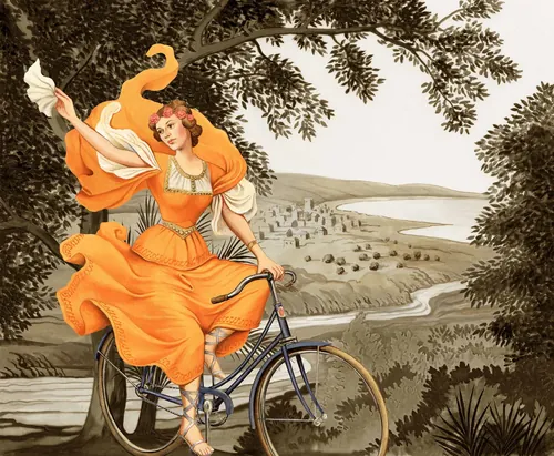 Woman riding bicycle