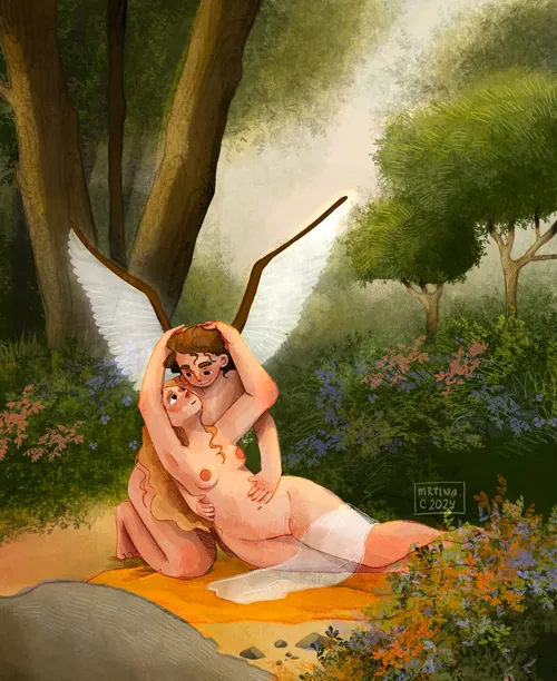 Recreation of Cupid and Psyche embracing