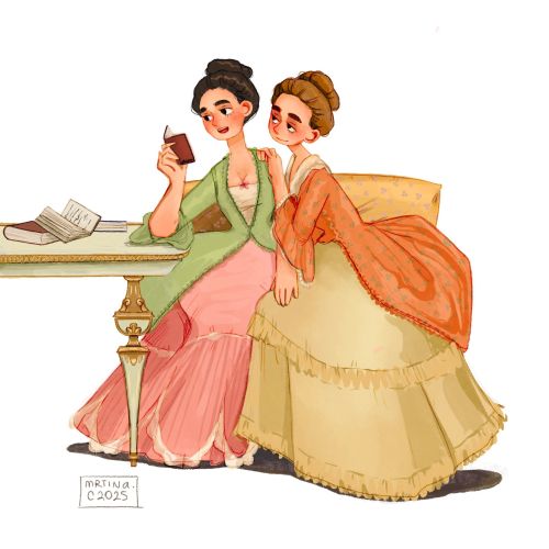 Victorian-era scene of two girls together