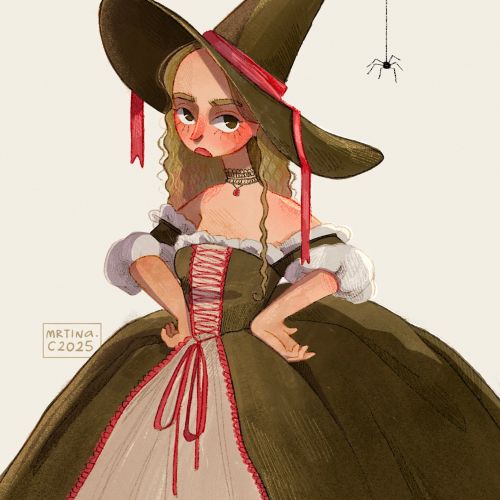Stylized Victorian witch character design