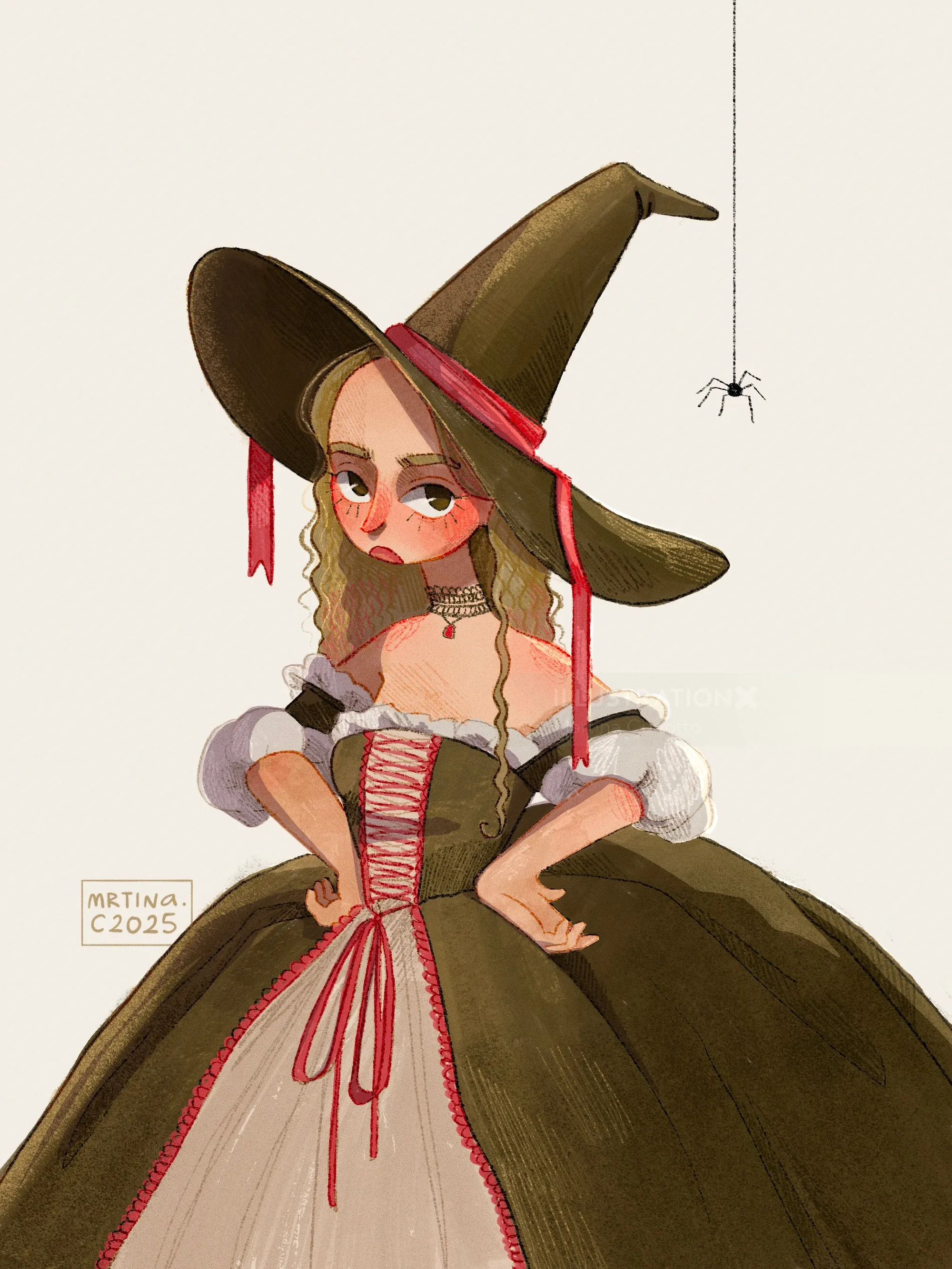 Stylized Victorian witch character design