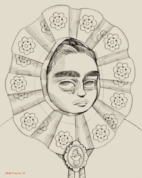 Digital sketch recreating Frida Kahlo’s Self-Portrait