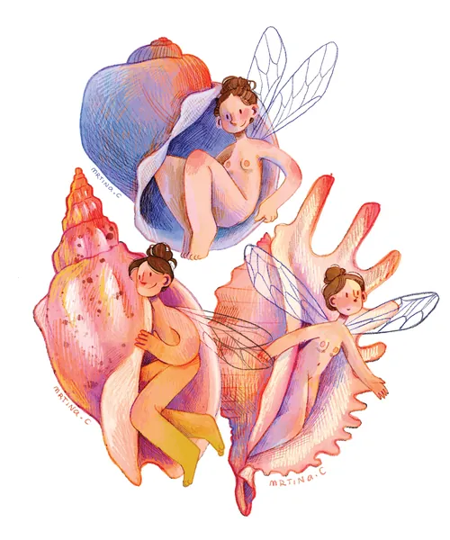 Cute fairy seashell stickers design