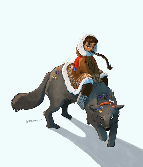 Child character design inspired by girl and wolf