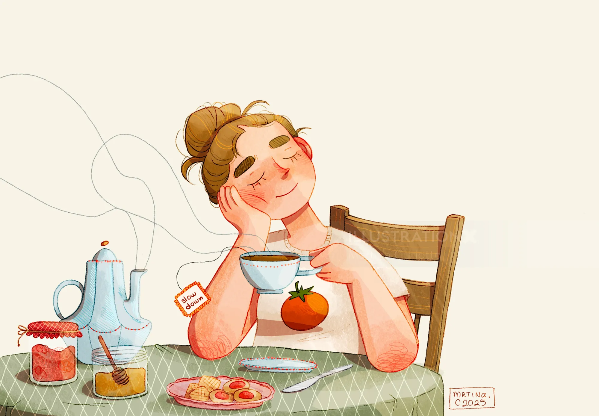 Peaceful tea and pastry moment