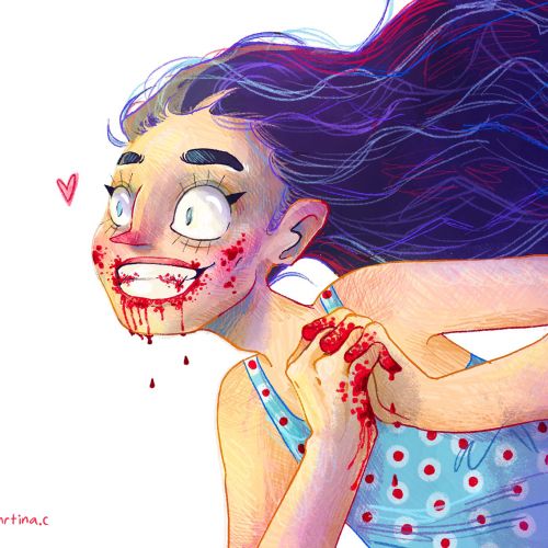 Exaggerated vampire illustration with a darkly humorous tone