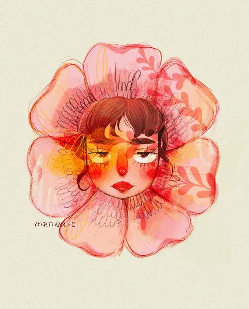 Experimental portrait using abstract floral elements