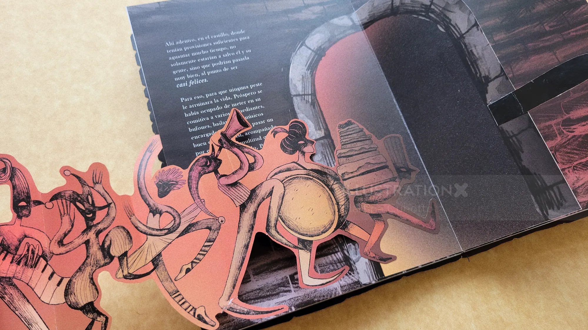 Pop-up book scene set in medieval times