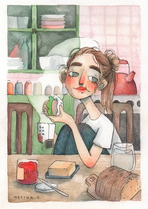 Sandwich Scene in Watercolor