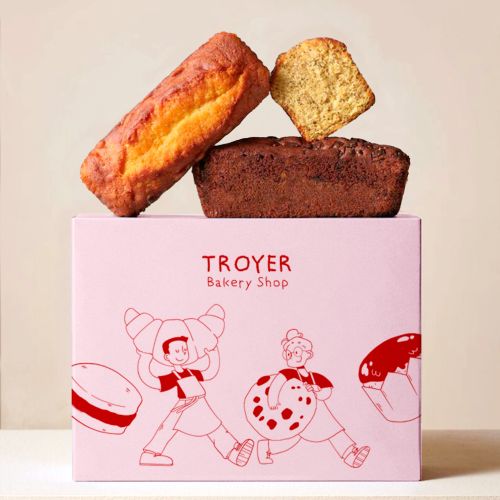 Martina Curiotto illustration of a Troyer Bakery Shop pastry box with baked goods
