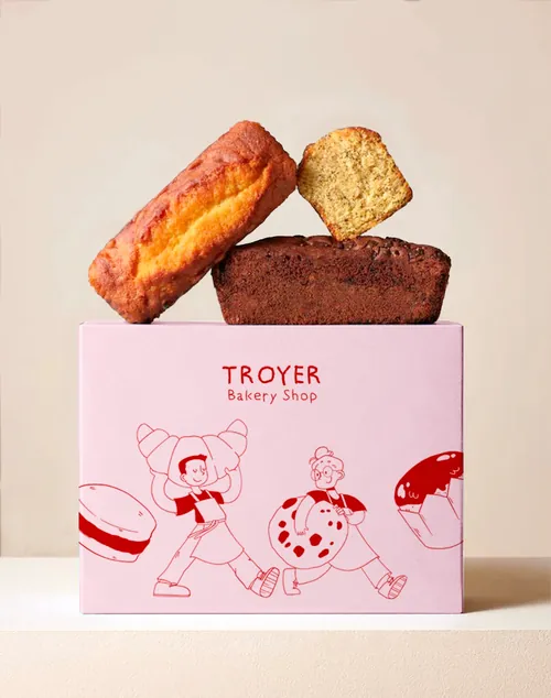 Martina Curiotto illustration of a Troyer Bakery Shop pastry box with baked goods