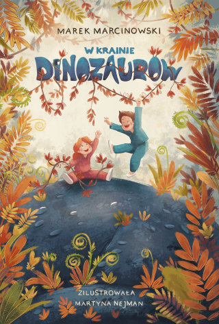 Capa do livro W krainie dinozaurów (Na terra dos dinossauros)