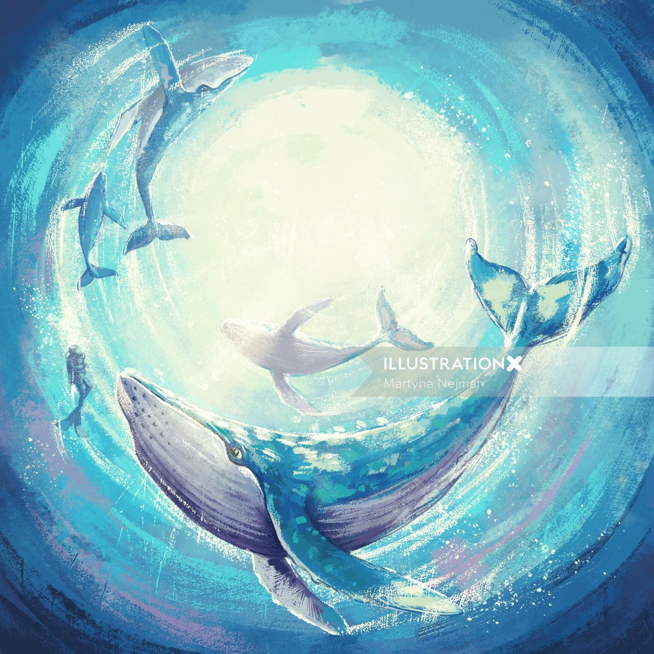 Podwodny świat (水中の世界) の挿絵