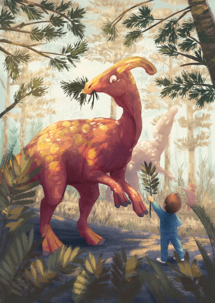 Illustration du livre W krainie dinozaurów (Au pays des dinosaures)