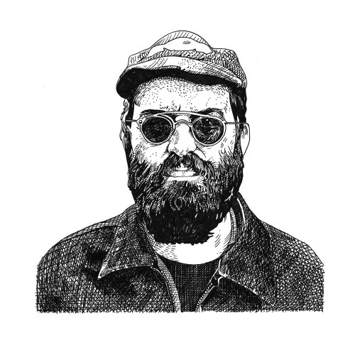 Beard man black and white portrait art by Matt Hollings