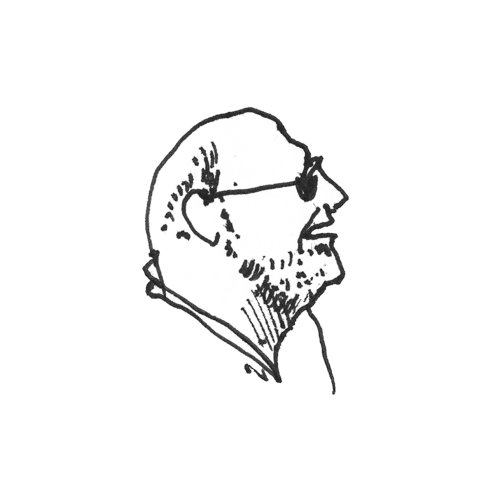 Black and White line art of man with beard