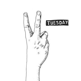 Símbolo de la mano en blanco y negro el martes.