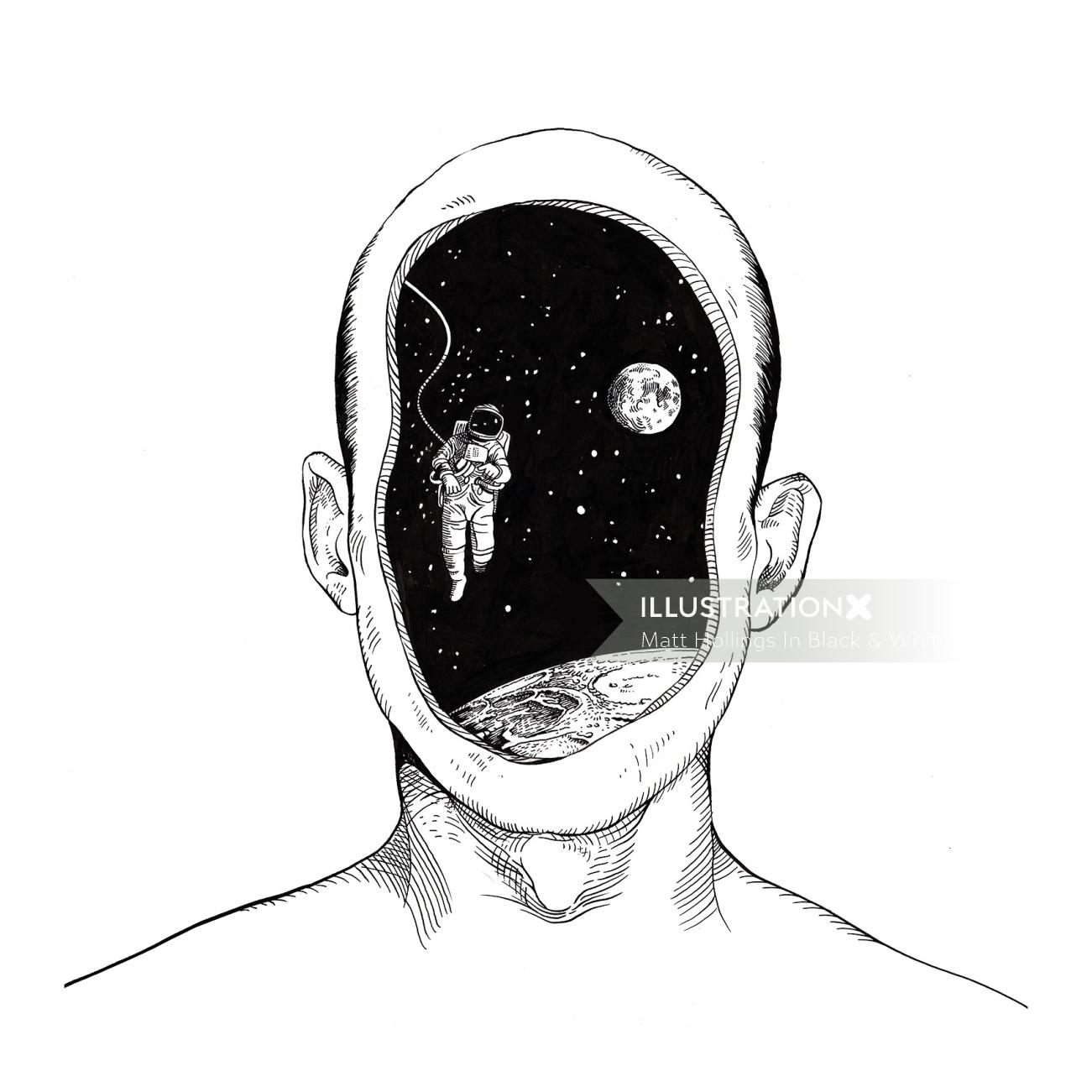 Black and White Space in face