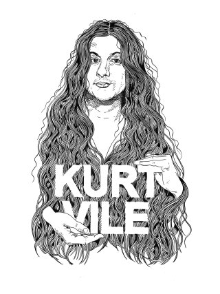Kurt Vile, femme aux gros cheveux noirs et blancs