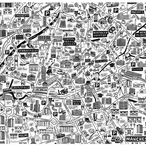 Matt Hollings In Black & White Illustratrice internationale de style de vie. Manchester. Royaume-Uni