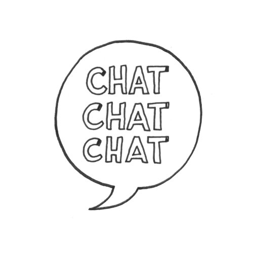Black and White Lettering Chat Chat Chat