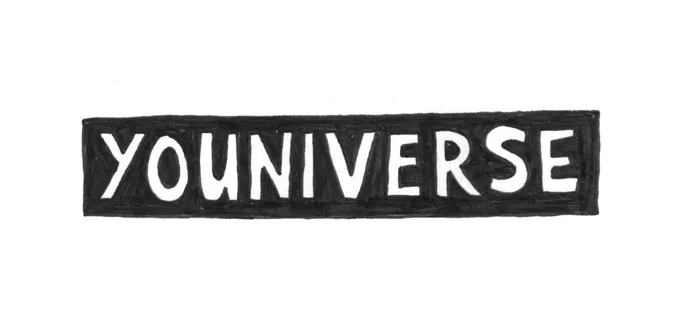 Black and White Lettering Universe