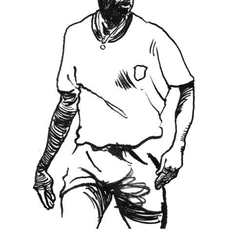 Hand sketch of soccer player